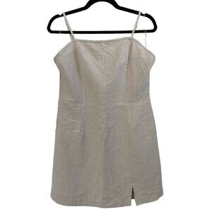 NWT Entro 100% Linen Dress Fully Lined Size Large Spaghetti Straps Neutral